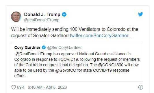 Trump tweet ventilators